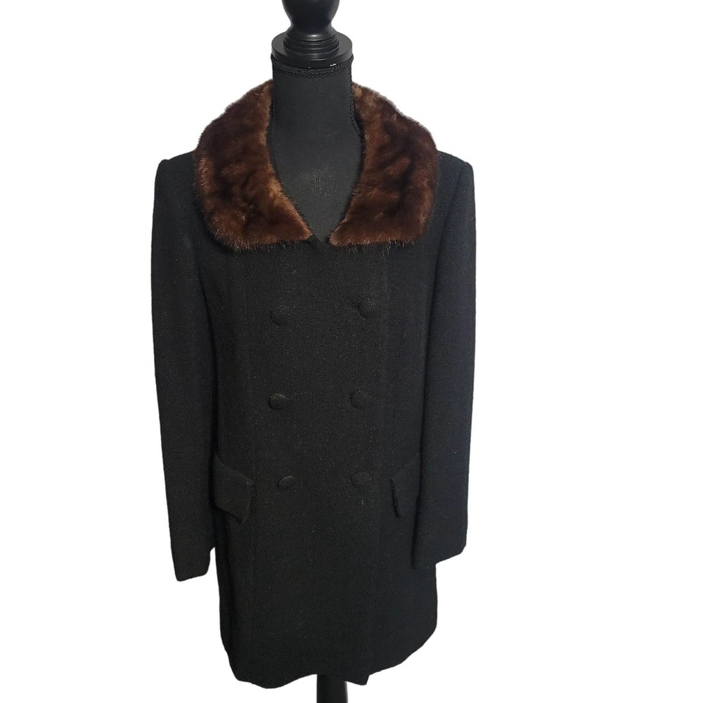 Betty Rose Union Made Fur Collar Textured Coat Women's Medium